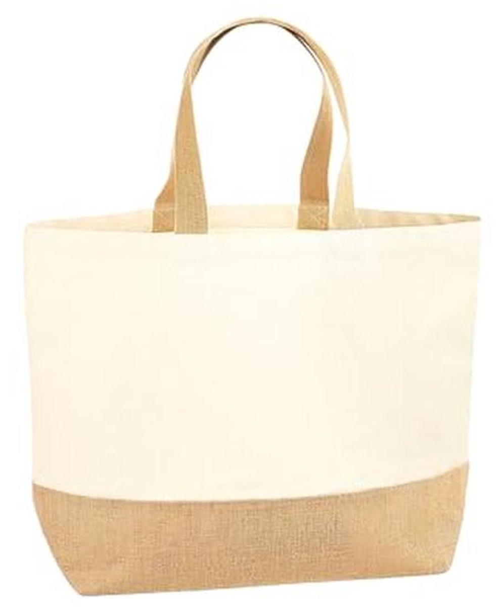 XL Herbruikbare Jute Canvas Tote - Duurzame Boodschappentas