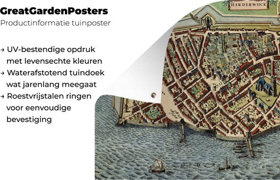 Affiche de jardin Plan de la ville - Harderwijk - Histoire - 120x90 cm - Carte