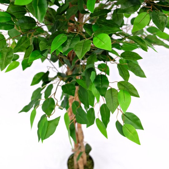 Arbre artificiel Ficus 150cm | Arbre artificiel Ficus avec tronc | Arbre artificiel Ficus pour l'intérieur | Ficus artificiel vert avec tronc