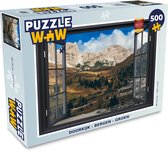 Puzzel Doorkijk - Bergen - Groen - Legpuzzel - Puzzel 500 stukjes