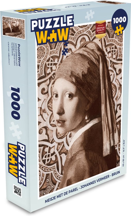 Puzzle Fille à la perle - Johannes Vermeer - Marron - Puzzle - Puzzle 1000  pièces adultes, puzzle fille 