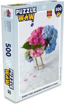 Puzzel Boeket vers gesneden hortensia's in vaas - Legpuzzel - Puzzel 500 stukjes