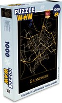 Puzzel Stadskaart - Groningen - Goud - Zwart - Legpuzzel - Puzzel 1000 stukjes volwassenen - Plattegrond