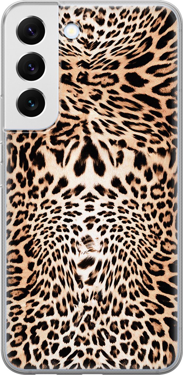 Leuke Telefoonhoesjes - Hoesje geschikt voor Samsung Galaxy S22 - Animal print - Soft case - TPU - Luipaardprint - Bruin