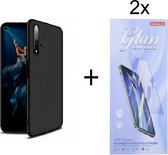 Hoesje Geschikt voor: Huawei Nova 5T Silicone - Zwart + 2X Tempered Glass Screenprotector - ZT Accessoires