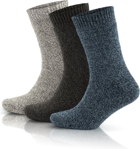 GoWith - wollen sokken - noorse sokken - 3 paar - wintersokken - thermosokken - huissokken - sokken heren - maat 39-42