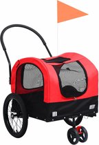 vidaXL Remorque de vélo pour animaux de compagnie 2 en 1 Chariot de remorque Rouge et noir