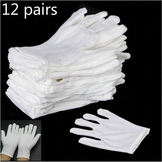 SPORWAY 24 paar katoenenhandschoenen, witte