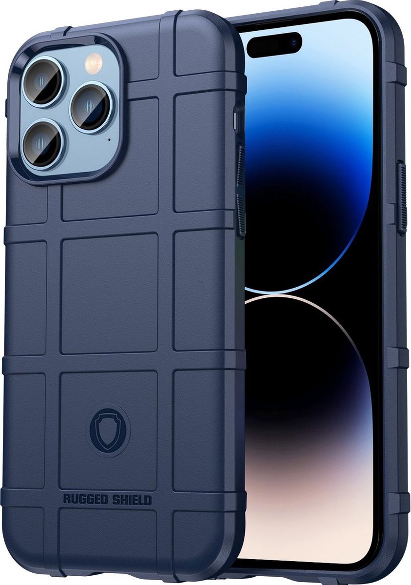 Mobigear Hoesje geschikt voor Apple iPhone 14 Pro Telefoonhoesje Flexibel TPU | Mobigear Rugged Shield Backcover Shockproof | Schokbestendig iPhone 14 Pro Telefoonhoesje | Anti Shock Proof - Blauw