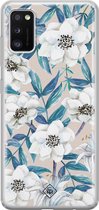 Casimoda® hoesje - Geschikt voor Samsung A41 - Bloemen / Floral blauw - Backcover - Siliconen/TPU - Blauw