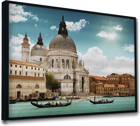 Akoestische panelen - Geluidsisolatie - Akoestische wandpanelen - Akoestisch schilderij AcousticPro® - paneel met een gondel in Venetie, Italie - design 161 - Basic - 200x140 - zwart- Wanddecoratie - woonkamer - geluidsdemper - studio schuim