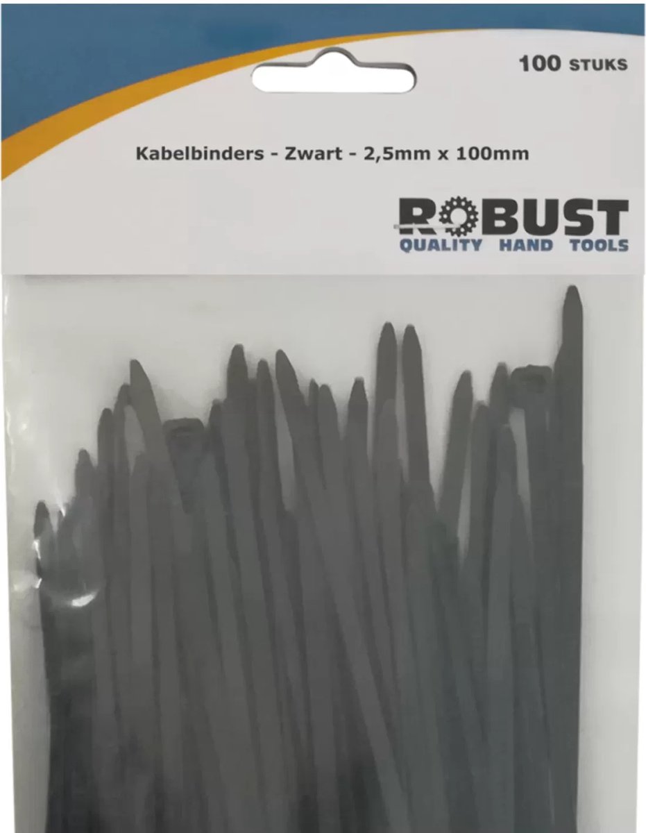 Robust Kabelbinders 100Stuks/Zak Zwart 2,5Mm X 100 Mm