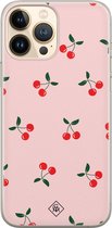 Casimoda® hoesje - Geschikt voor iPhone 13 Pro Max - Kersjes - Siliconen/TPU telefoonhoesje - Backcover - Geen opdruk - Roze