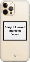 Casimoda® hoesje - Geschikt voor iPhone 12 Pro Max - Not Interested - Siliconen/TPU telefoonhoesje - Backcover - Transparant - Wit