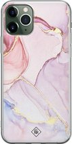 Casimoda® hoesje - Geschikt voor iPhone 11 Pro Max - Marmer roze paars - Siliconen/TPU telefoonhoesje - Backcover - Marmer - Paars