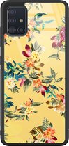 Casimoda® hoesje - Geschikt voor Samsung Galaxy A71 - Bloemen geel flowers - Luxe Hard Case Zwart - Backcover telefoonhoesje - Geel