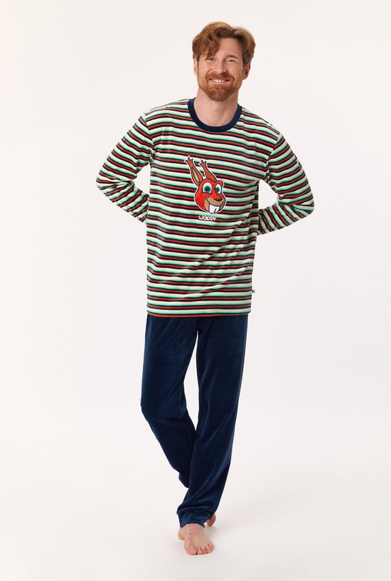 Wordt erger Sandalen plank Woody pyjama velours jongens/heren - multicolor gestreept - eekhoorn -  222-1-PLC-V/918... | bol.com