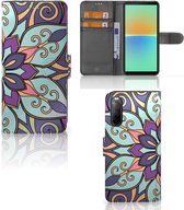 Mobiel Bookcase Sony Xperia 10 IV Smartphone Hoesje Purple Flower