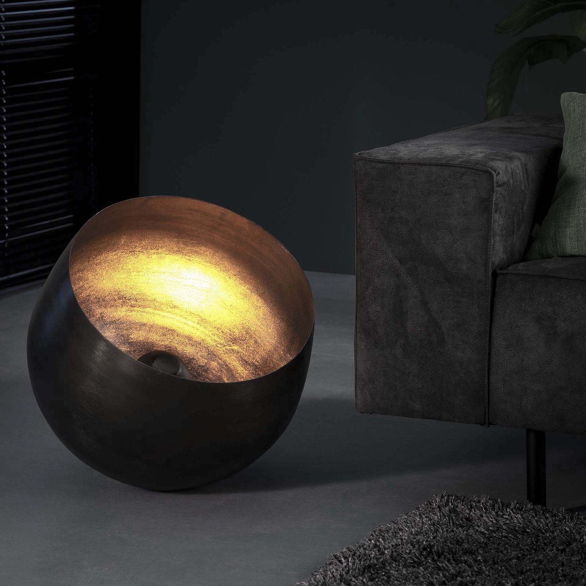 Tafellamp Basket XL | 1 lichts | zwart | metaal | Ø 50 cm | eettafel / bureau lamp | modern / sfeervol design