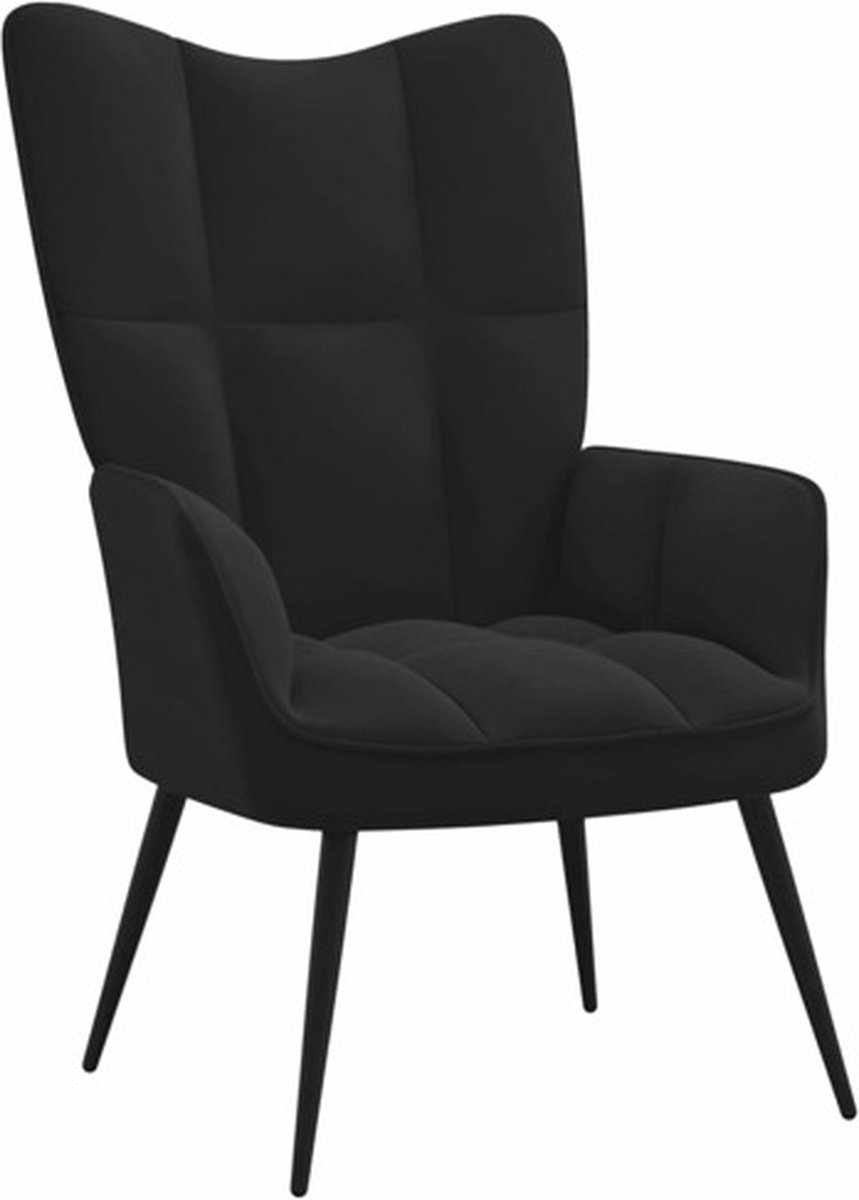 vidaXL Relaxstoel - fluweel - zwart