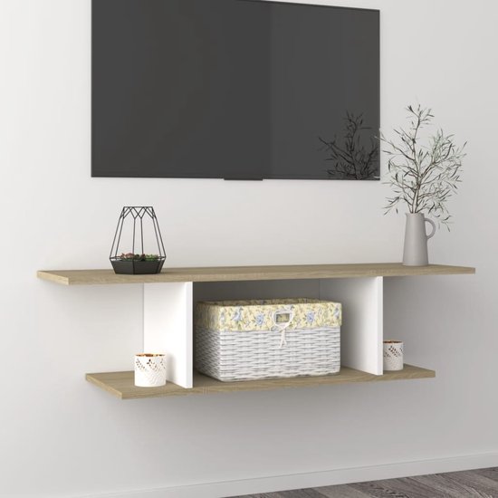 en.casa] Wall rack Bømlo with 2 shelves 47.5x42x14 cm black and walnut