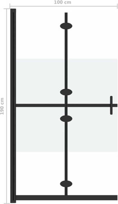 vidaXL - Inloopdouchewand - inklapbaar - 100x190 - cm - ESG-glas - halfmat
