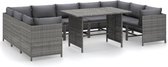 vidaXL - 10-delige - Loungeset - met - kussens - poly - rattan - grijs