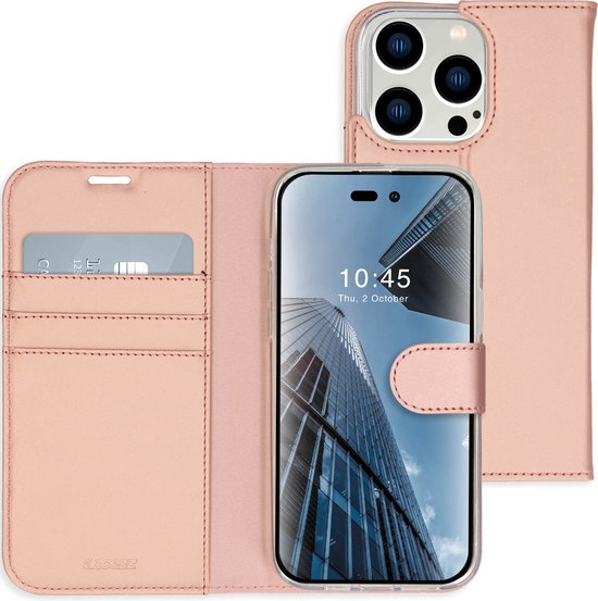 Accezz Hoesje Geschikt voor iPhone 14 Pro Max Hoesje Met Pasjeshouder - Accezz Wallet Softcase Bookcase - Rosé Goud