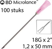 BD Microlance - Injectienaald - 1,2 x 50mm - 100 st. - Roze - 18G x 2" (Steriele naalden)