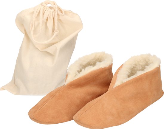 Pantoufles/pantoufles espagnoles beiges en cuir véritable/daim pour femmes/hommes taille 43 avec sac de rangement pratique