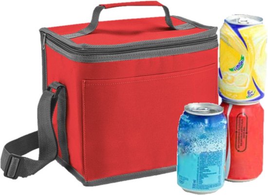 Kleine koeltas voor lunch/drankjes - rood - 24 x 22 x 17 cm - 9 liter - Koeltassen van Klein — afbeelding 3