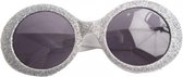 Zilveren disco carnaval verkleed bril met glitters - Seventies/Eighties thema