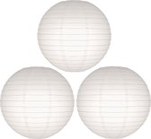 Luxe witte bol lampionnen - 12x - dia 25 cm - Bruiloft, verjaardag, party feestartikelen/versiering in het wit