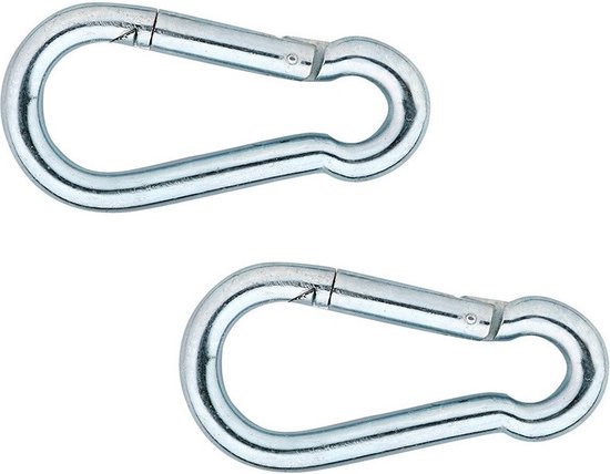 Foto: 2x stuks karabijnhaak karabijnhaken verzinkt staal 8 cm snaphooks carabiners