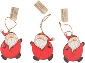 Kersthangers set van 3 stuks houten kerstman ornamenten 10 cm - Kerstboomversiering / kerstversiering