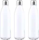 6x Stuks glazen waterfles/drinkfles transparant met Rvs dop 500 ml - Sportfles - Bidon