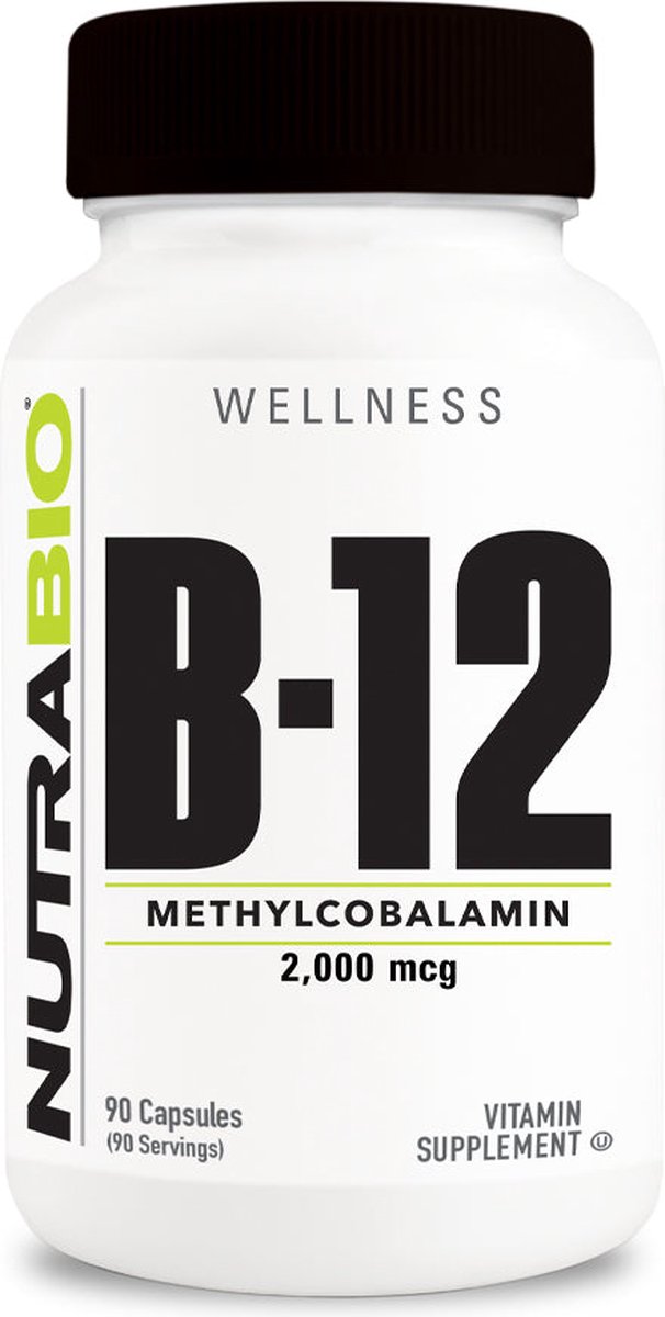NutraBio Vitamine B-12 (2000mcg) - 90 Plantaardige Capsules