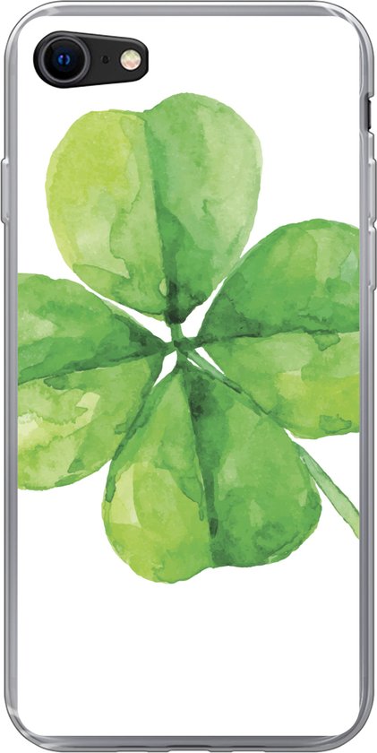 Coque de téléphone compatible avec iPhone SE 2022 : Trèfle à quatre feuilles, Aquarelle, Plante, Coque en Siliconen