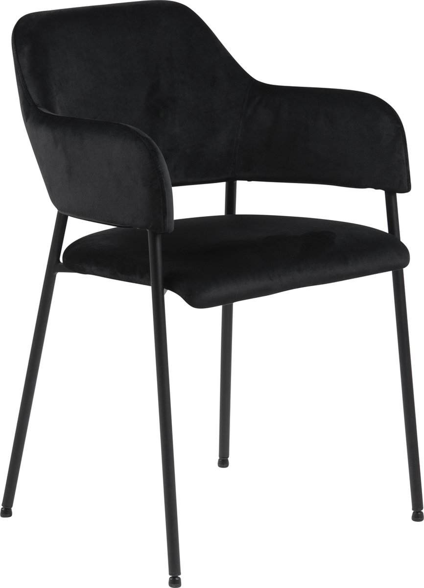 Bendt Eetkamerstoel 'Myla' Velvet, kleur Zwart