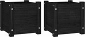 vidaXL Jardinières pcs 31 x 31 x 31 cm Bois de pin massif Noir