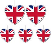 5-delige hou van Groot Brittanie/Engeland versiering set hartjes 14 cm en 28 cm - Feestartikelen