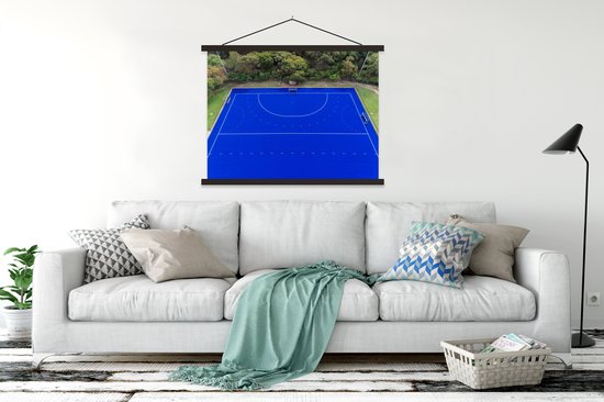 Photo aérienne d'une affiche textielposter sur le terrain de hockey bleu 150x113 cm