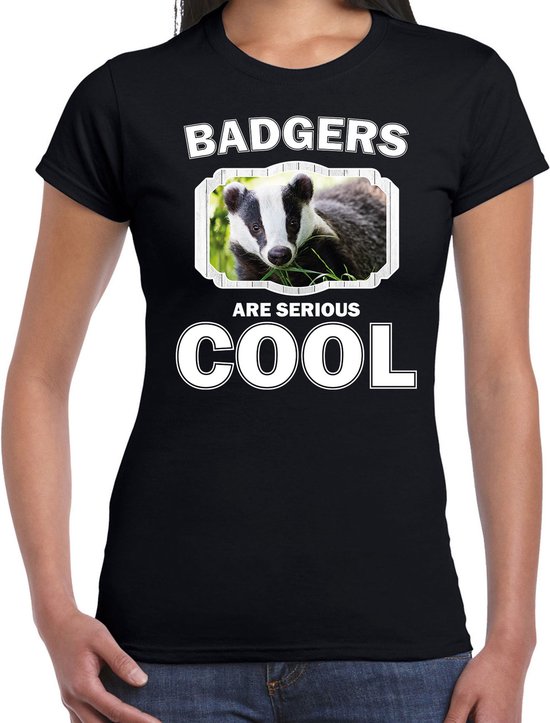 Dieren dassen t-shirt zwart dames - badgers are serious cool shirt - cadeau t-shirt das/ dassen liefhebber L