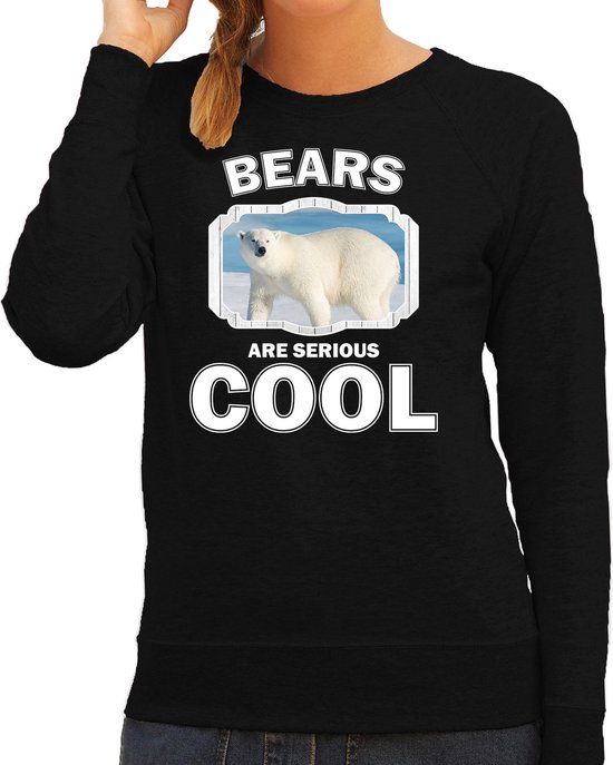 Dieren ijsberen sweater zwart dames - bears are serious cool trui - cadeau sweater grote ijsbeer/ ijsberen liefhebber XL