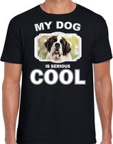 Sint bernard honden t-shirt my dog is serious cool zwart - heren - Sint bernards liefhebber cadeau shirt L