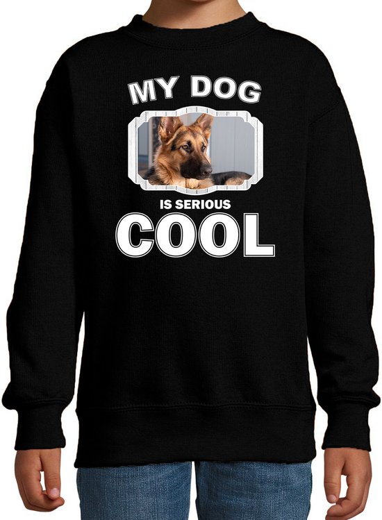 Pull / pull pour chien de berger allemand Mon chien est sérieux noir cool - Enfants - Chandails cadeau amateur de berger allemand 12-13 ans (152/164)