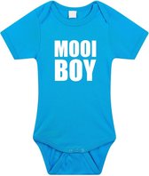 Mooiboy tekst baby rompertje blauw jongens - Kraamcadeau - Babykleding 92