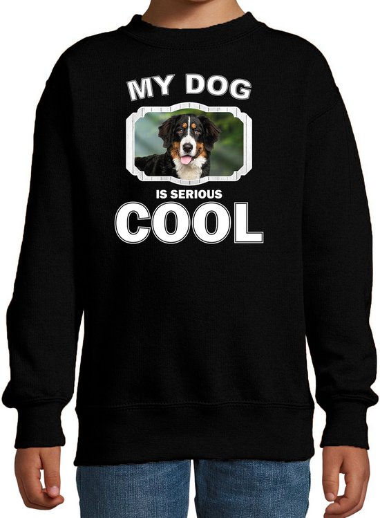 Berner sennen honden trui / sweater my dog is serious cool zwart - kinderen - Berner sennens liefhebber cadeau sweaters - kinderkleding / kleding 134/146