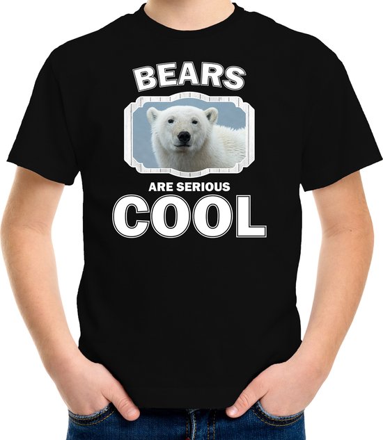 Dieren ijsberen t-shirt zwart kinderen - bears are serious cool shirt  jongens/ meisjes - cadeau shirt witte ijsbeer/ ijsberen liefhebber - kinderkleding / kleding 110/116