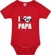 I love papa tekst baby rompertje rood jongens en meisjes - Kraamcadeau/ Vaderdag cadeau - Babykleding 80